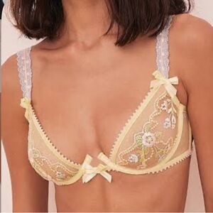 For Love and Lemons Sunny Bra Yellow Lace Large